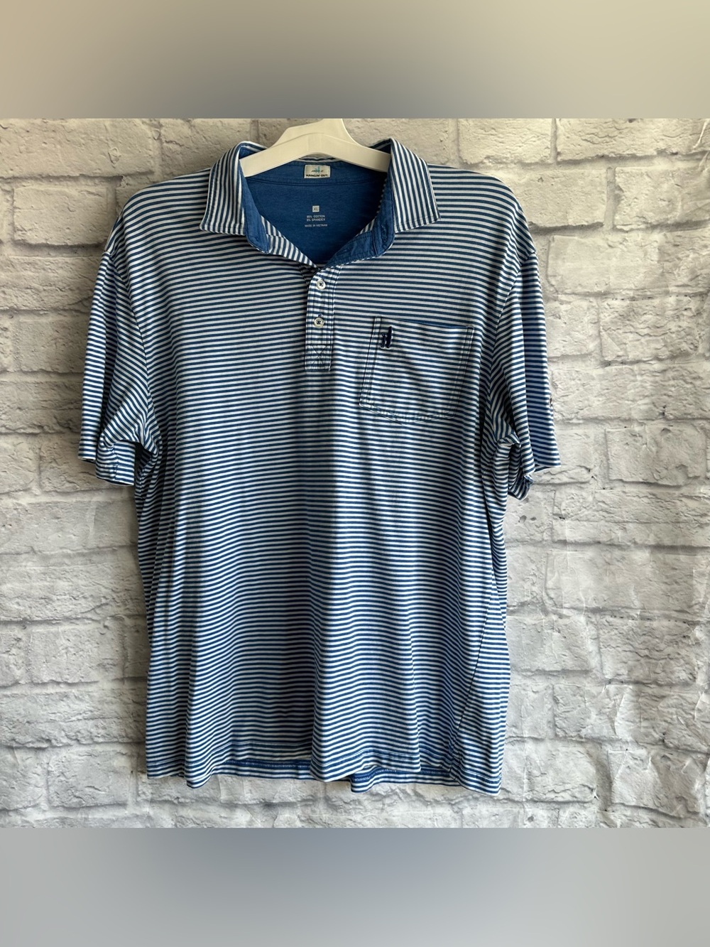 PREOWNED JOHNNIE-O HANGING OUT BLUE STRIPE POLO SHIRT MENS SIZE XL